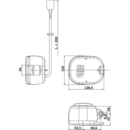 Work light Halogen, square, 12V, transparent, Cobo - 05470000