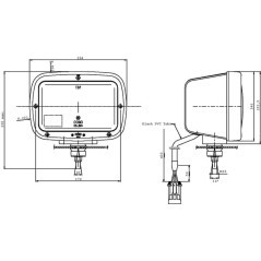 Headlight rectangular, transparent, bolt on, 204x AMP plug, Cobo - 05551000