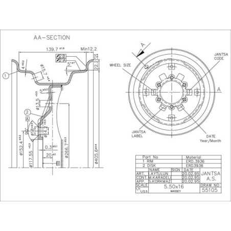 Felge 5.50 x 16 - 071110003