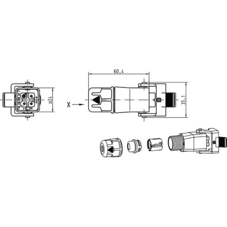 HARAX HAN3A female coupler - 09200030745