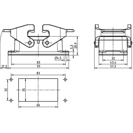 House 10B, LC bulkhead 2 levers - 09300100301