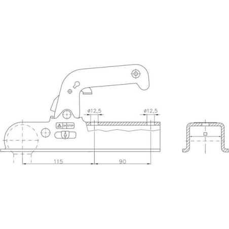 Ball coupling 1500kg square, 60mm - 1733855