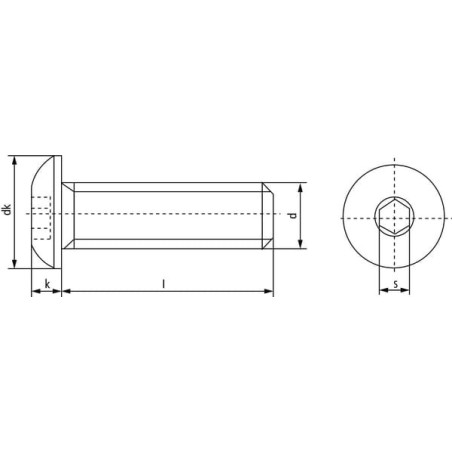 Flat round hex Screw M8x40 S.S.-A2 - ISO7380840RVSP050