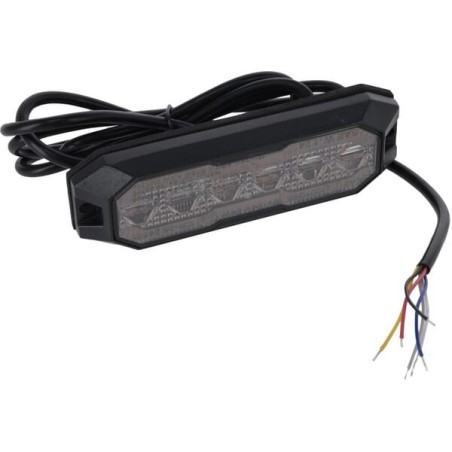 Flashing warning light / side marker light LED, rectangular, 12/24V, orange/orange, 129x41x14mm, 12/42 LEDs, Kramp - LA20164