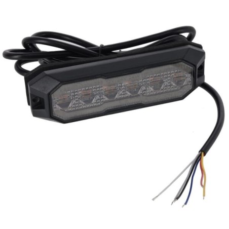Flashing warning light / front position light LED, rectangular, 12/24V, orange/white, 129x41x14mm, 12/42 LEDs, Kramp - LA20165