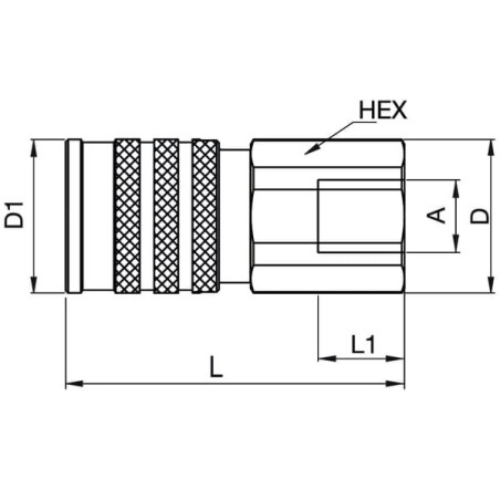 Coupling 1/2-3/4 male flat faced FB - PLK42013113