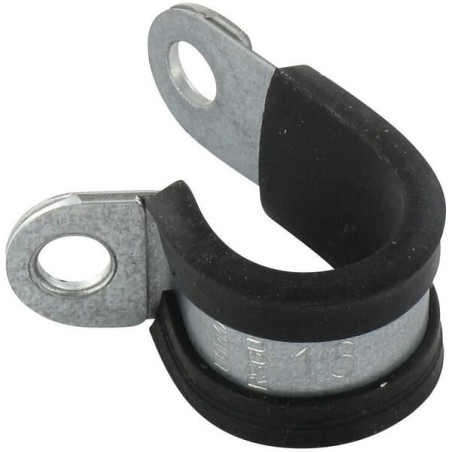 Pipe clamp 16mm, metal with rubber insert - SMSL16