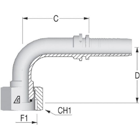 Insert DN16-5/8 BSP-90 stopni Special - long drop - PF161090S
