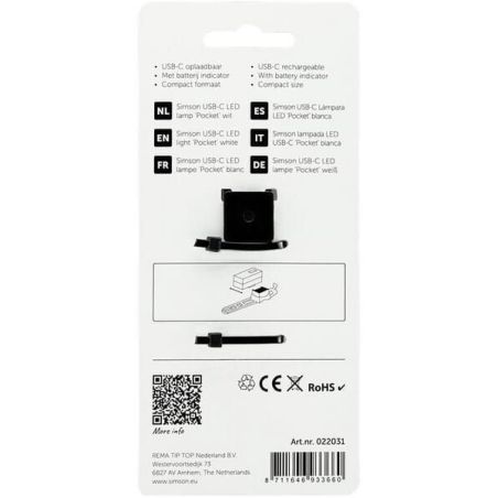 Rechargeable USB-C LED Pocket light, white - 022031SIM