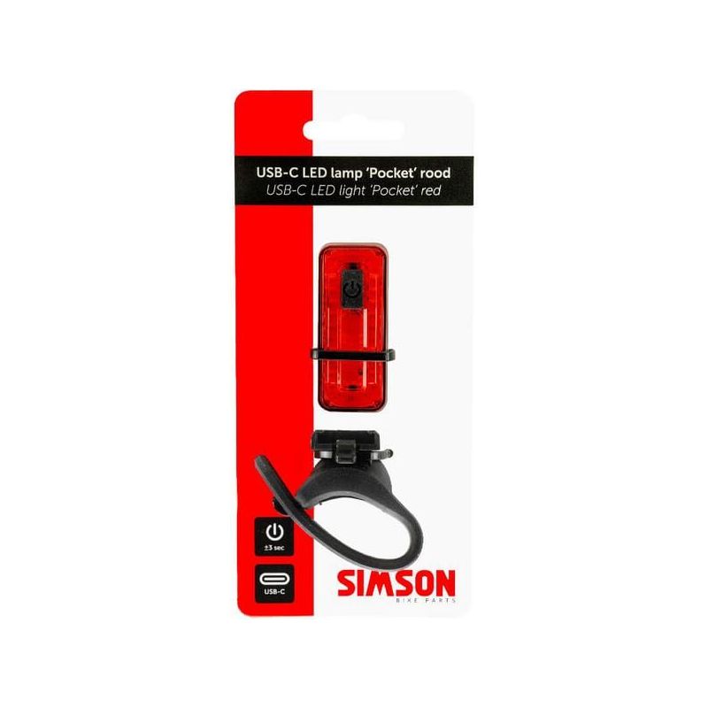 Rechargeable USB-C LED Pocket light, red - 022032SIM