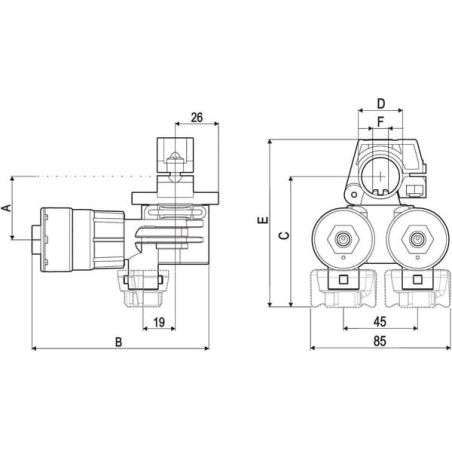 Selejet nozzle holder 2ways D 3/4 Flow Stop 2 - 4063G1450