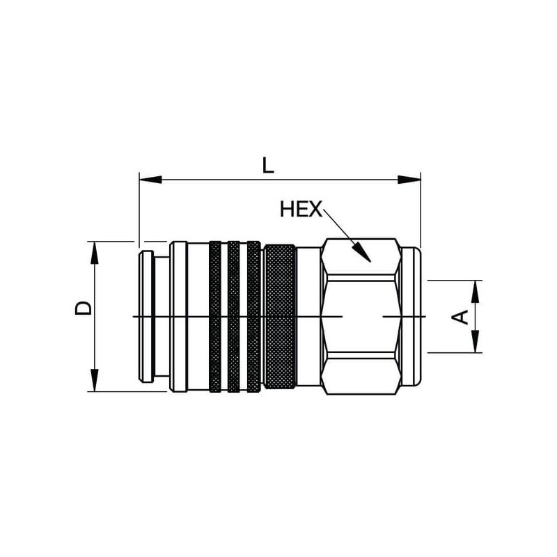 Coupling 3/4 inch female flat face, Tema - FF7510C