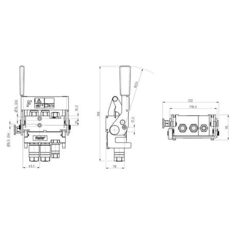 Multislide DN10/DN12-1x 3/8 inch-2x 1/2 inch BSPP fixed part - MSC3A3AFC