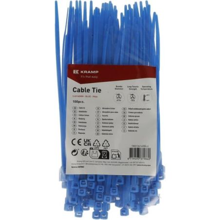 Cable tie 3.6x140mm, blue, 100pcs - TR0136140BLU