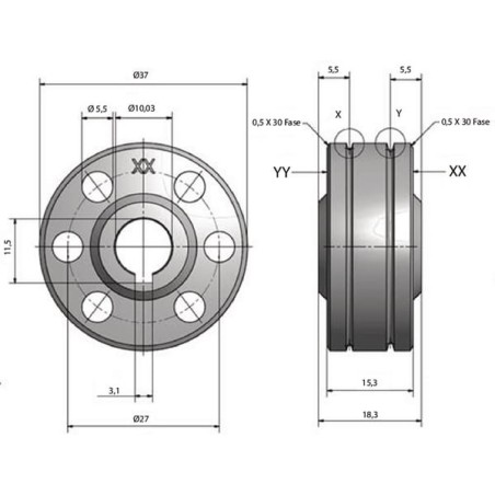 Roller type B diameter 0.8/1 Steel - 042100GYS