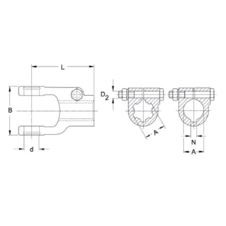 Gabel 25 Bo. 6 Nut Klem. W2100 - 1010104
